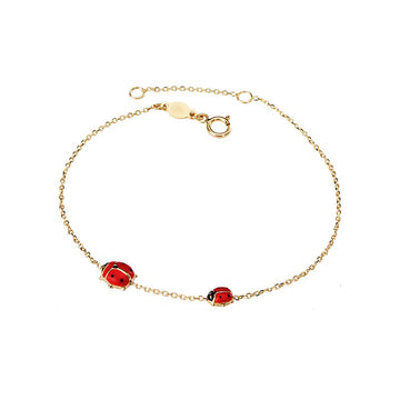 Luxora Italian 14kt Yellow Gold Ladybug Chain Bracelet