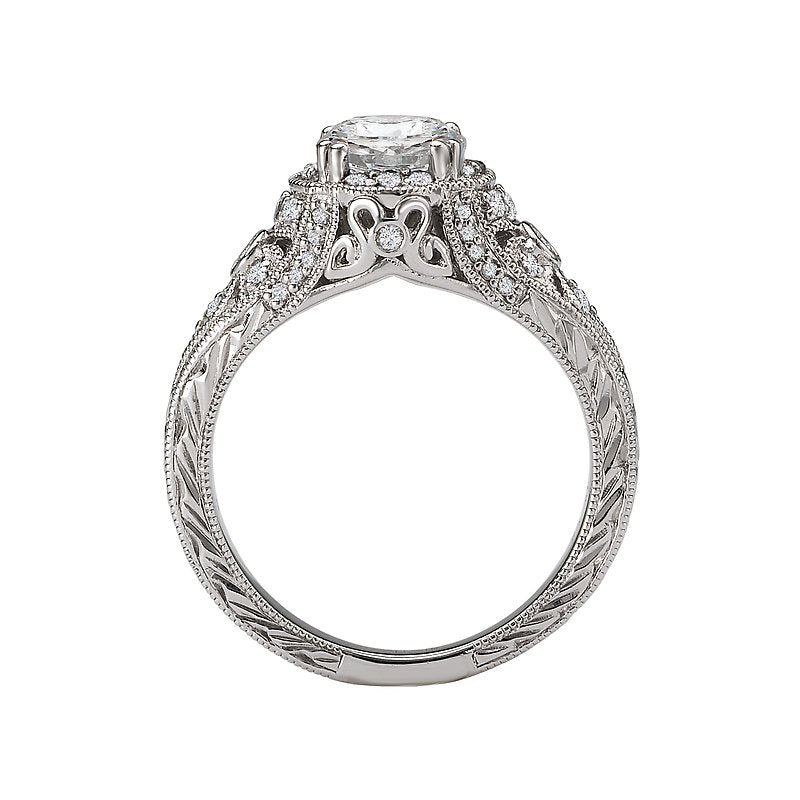 Vintage 14K White Gold Diamond Semi-Mount Engagement Ring