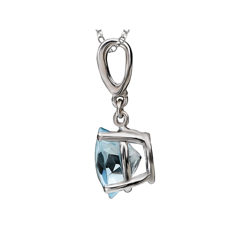 Luxora 14K White Gold Swiss Blue Topaz Diamond Pendant