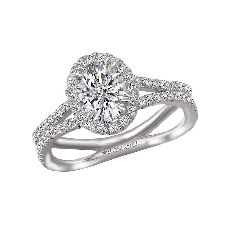 Orbelle Halo Split Shank 14K White Gold Diamond Ring Semi-Mount