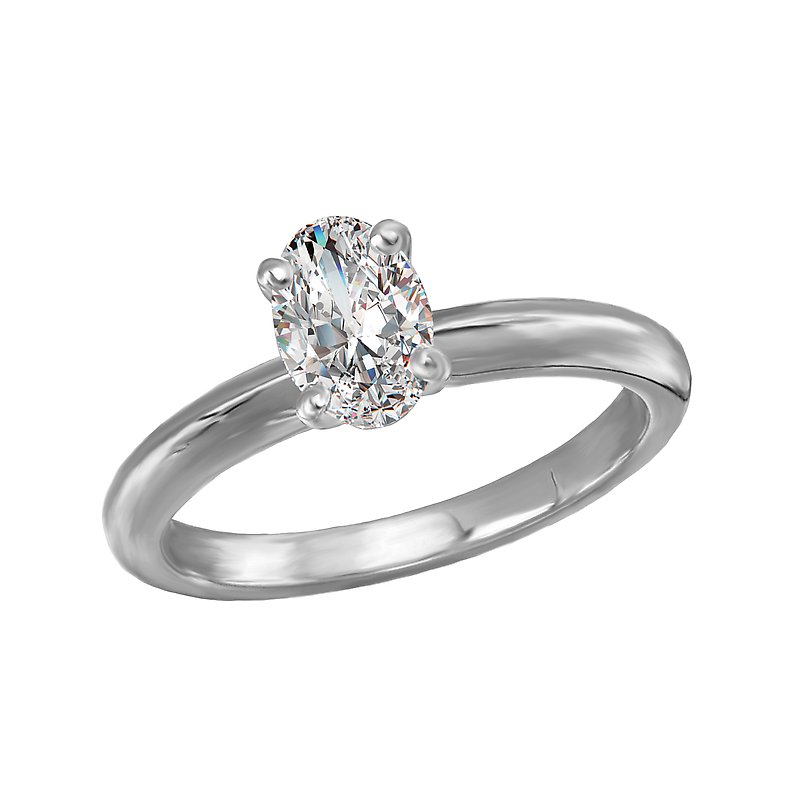 Glemera Solitaire Oval Diamond Engagement Ring in 14K White Gold