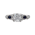 Bandora 14K White Gold Semi-Mount Diamond Ring with Lab Grown Diamond and Sapphires