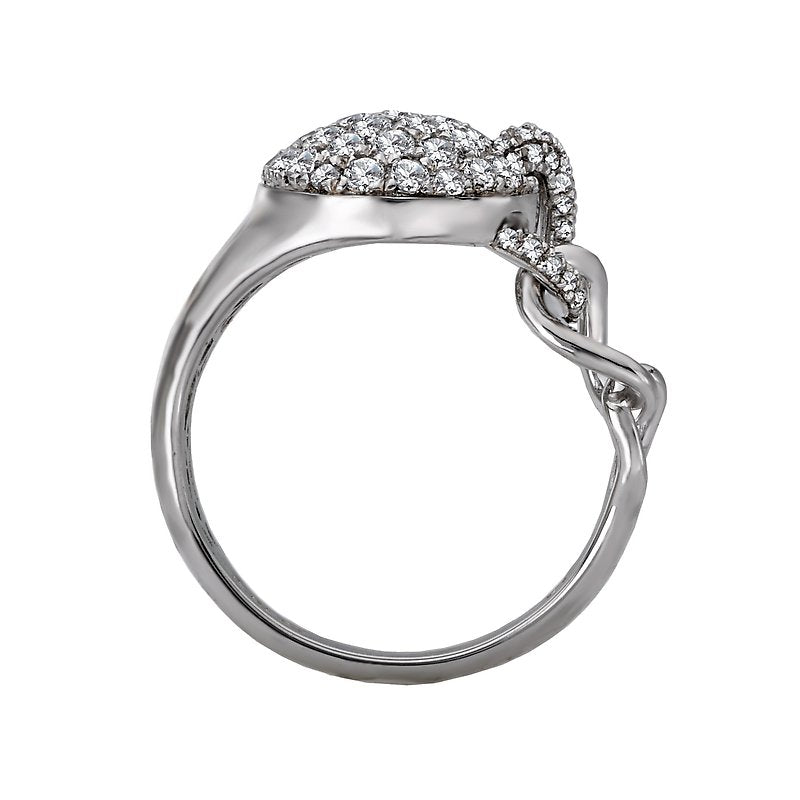 Luxora 14K White Gold Diamond Pave Chain Link Ladies Fashion Ring