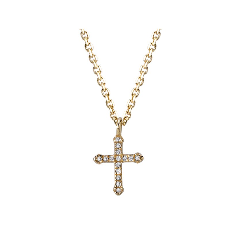 Luxora 14K Yellow Gold Diamond Cross Pendant