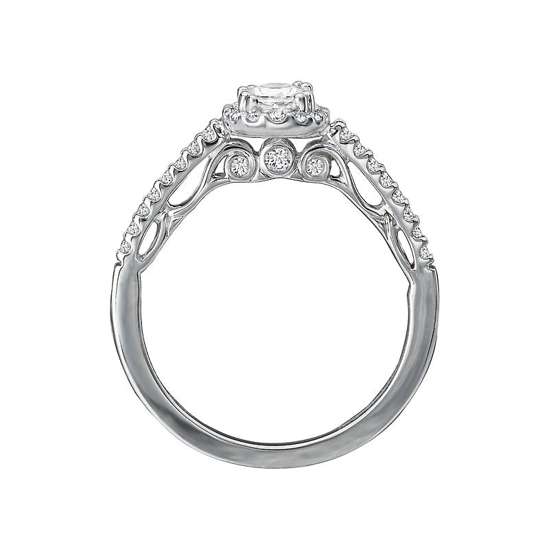 Orbelle Petite Oval Halo Diamond Ring in 14K White Gold