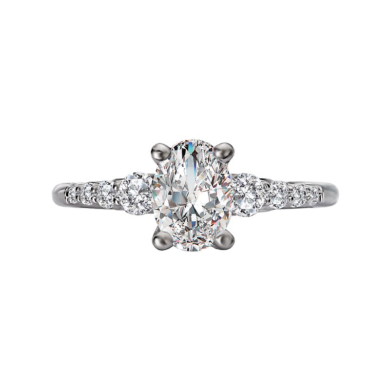 Bandora 14K White Gold Oval Lab Grown Diamond Semi-Mount Engagement Ring