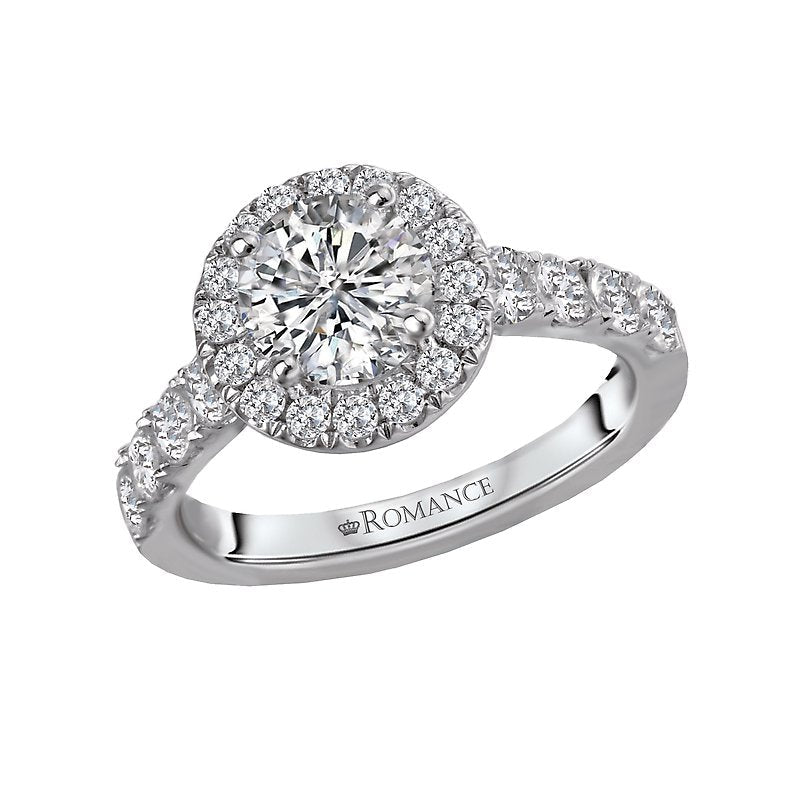 Orbelle Halo Semi-Mount Diamond Ring in 18K White Gold