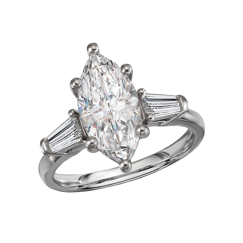 14K White Gold Marquise Lab Grown Diamond Engagement Ring