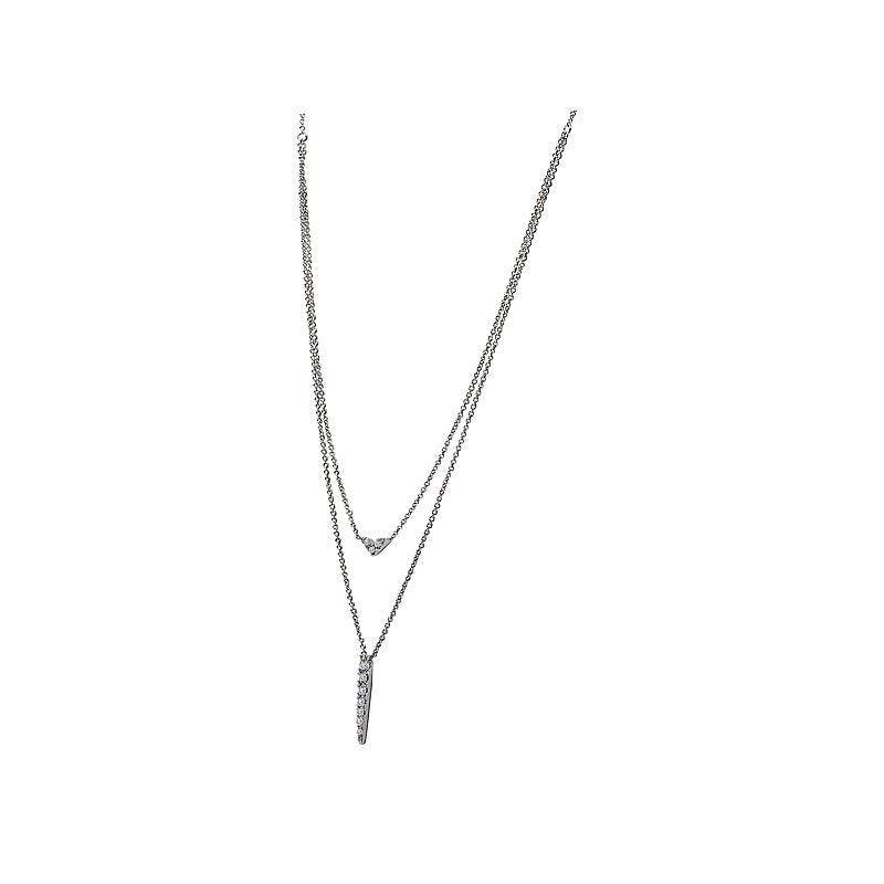 Luxora Diamond Fashion Necklace - 14K White Gold Adjustable Lariat with Round Diamonds
