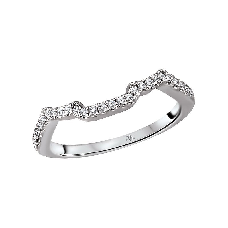 Glemera Scalloped Matching Band - 14K White Gold Diamond Wedding Ring