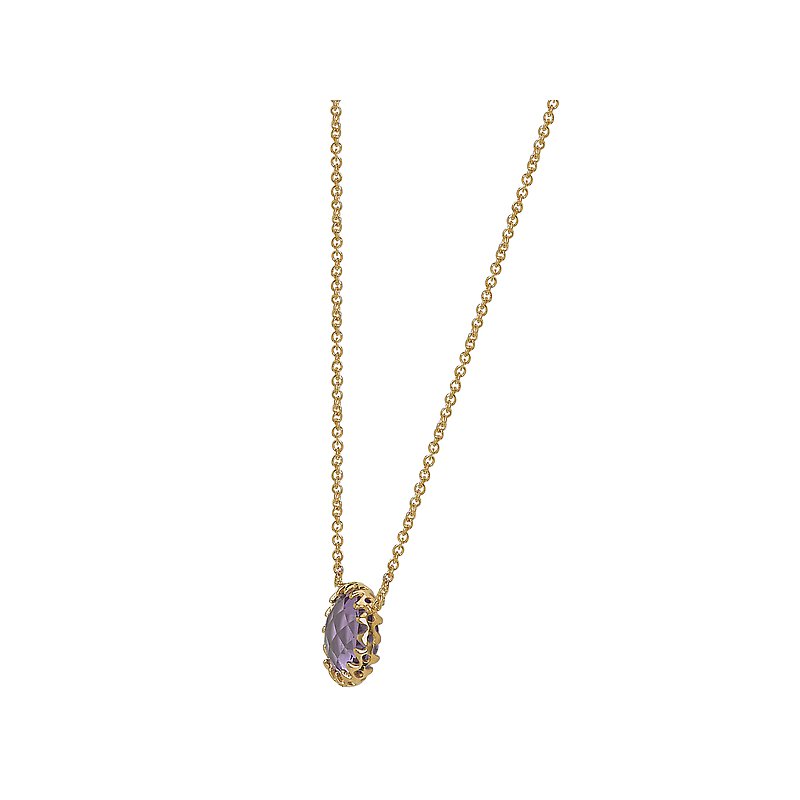 Luxora Amethyst Halo Necklace in 14K Yellow Gold