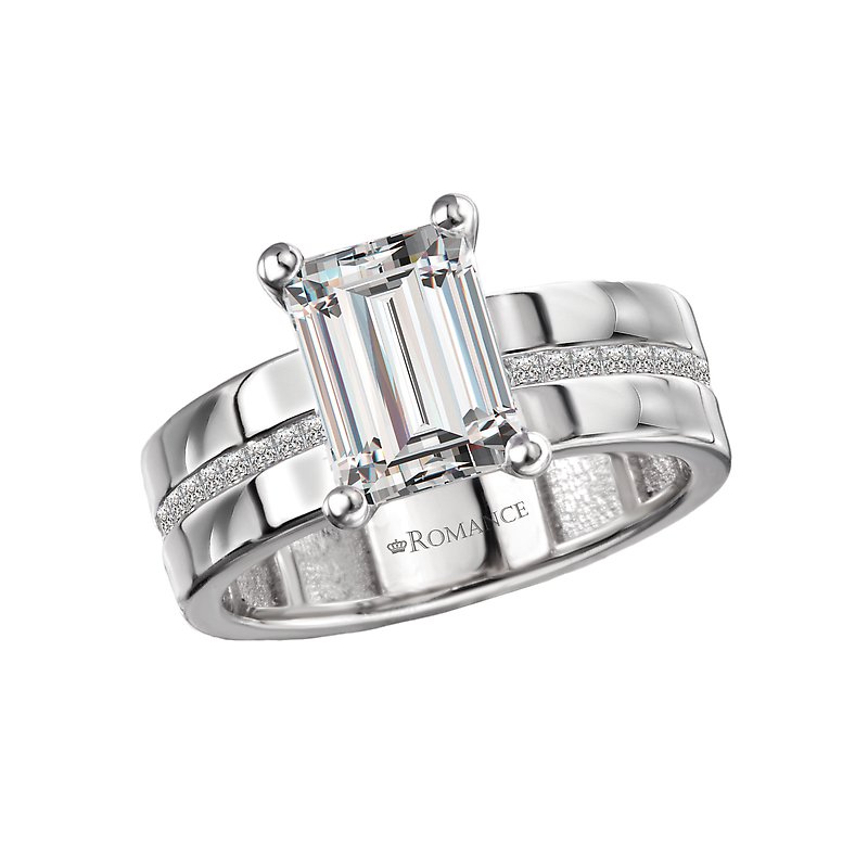 Platinum Princess Cut Diamond Semi-Mount Engagement Ring
