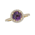 Luxora 14K Yellow Gold Halo Amethyst and Diamond Ring