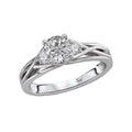 Glemera 3 Stone Semi-Mount Diamond Engagement Ring in 14K White Gold