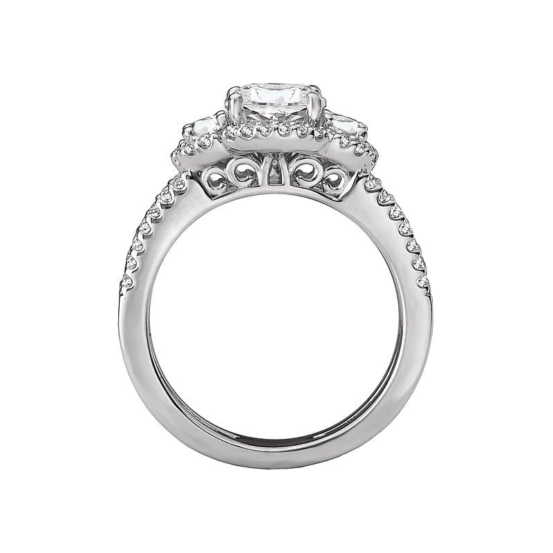 Orbelle Split Shank Semi-Mount Diamond Ring - 18K White Gold Halo Style