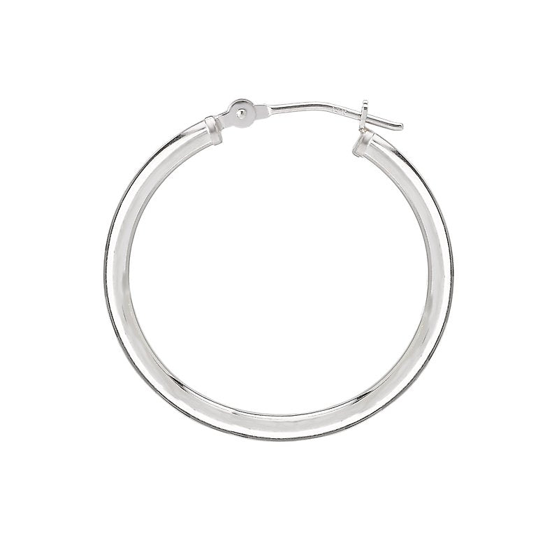 Aurenza Classics 14kt White Gold Hoop Earrings (2mm x 40mm) - Chic Lever-back Style
