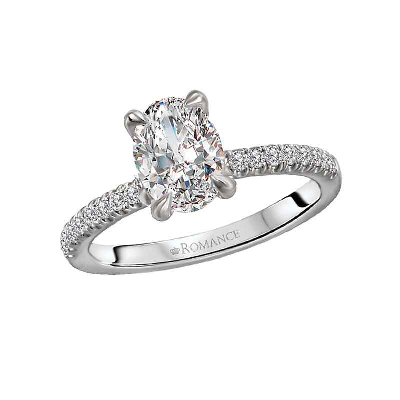 Bandora 14K White Gold Oval Diamond Semi-Mount Engagement Ring