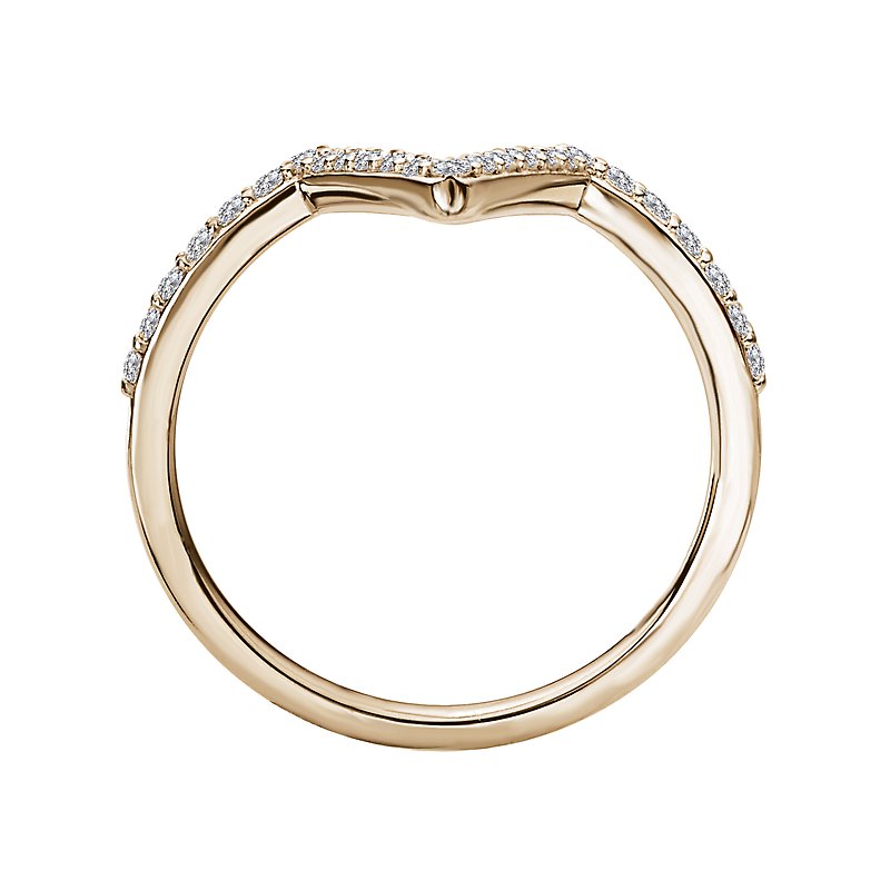 Luxora 14K Yellow Gold V-Shaped Diamond Ring - Classic Ladies Fashion Jewelry