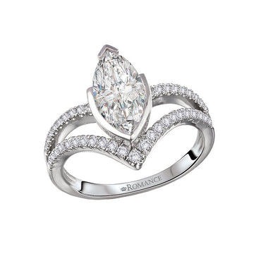 Orbelle 14K White Gold Marquise Diamond Split V-Curved Semi-Mount Ring