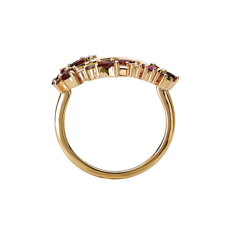 Luxora Round Diamond and Gemstone Circle Ring in 14K Yellow Gold