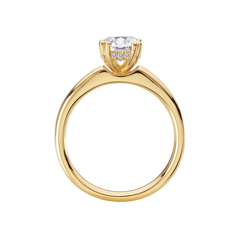 Orbelle 14K Yellow Gold Double Band Hidden Halo Diamond Engagement Ring