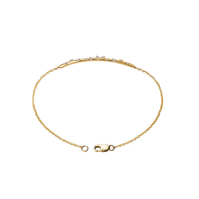 Luxora 14kt Yellow Gold Diamond Bar Bracelet - Round White Diamonds