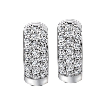 Luxora Ladies Diamond Huggie Earrings | 14K White Gold Round Cut Diamond Earrings