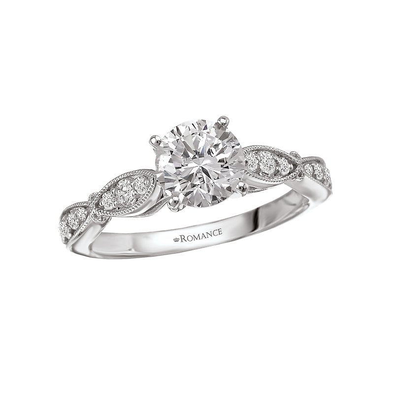 Orbelle 14K White Gold Bandora Engagement Semi-Mount Diamond Ring