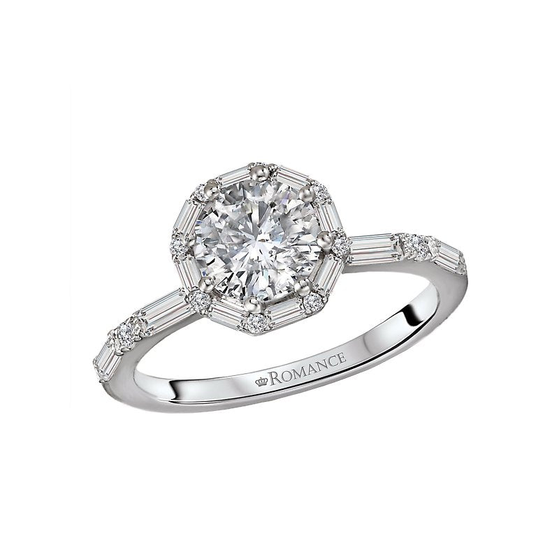 Orbelle Diamond Semi-Mount Halo Engagement Ring in 14K White Gold