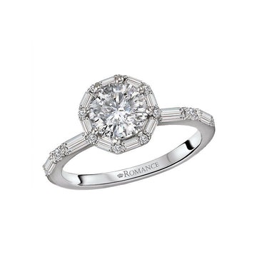 Orbelle Diamond Semi-Mount Halo Engagement Ring in 14K White Gold