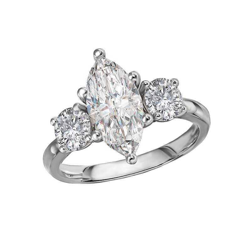 Chic 3-Stone Lab Grown Diamond Bridal Semi-Mount Engagement Ring