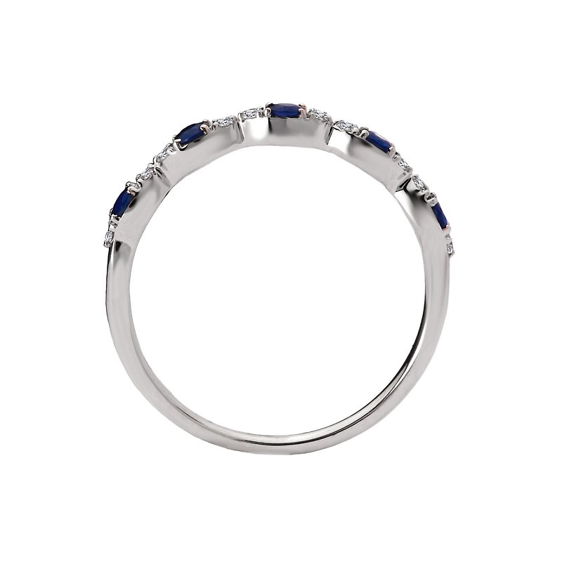 Luxora Ladies Fashion Sapphire and Diamond Ring in 14K White Gold