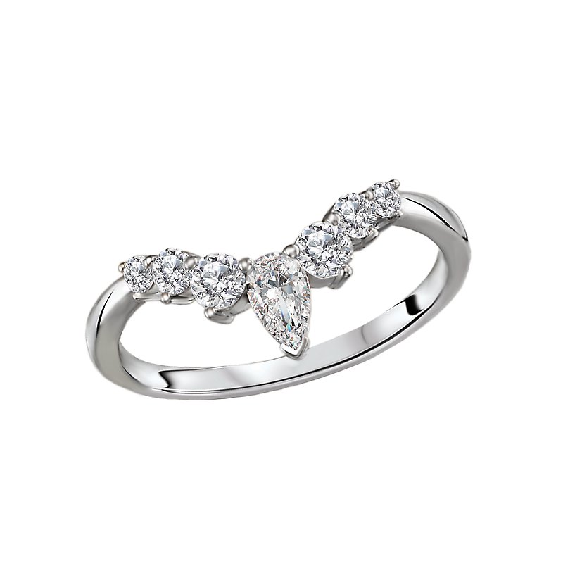 Luxora Diamond Nesting Band - 14K White Gold Oval Pear Shaped Diamond Ring