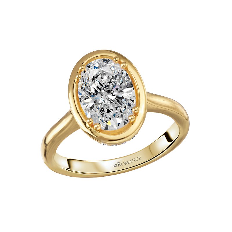 Orbelle Hidden Halo Oval Semi-Mount Engagement Ring in 14K Yellow Gold