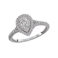 Orbelle Petite Halo Diamond Engagement Ring in 14K White Gold with Pear Center Stone