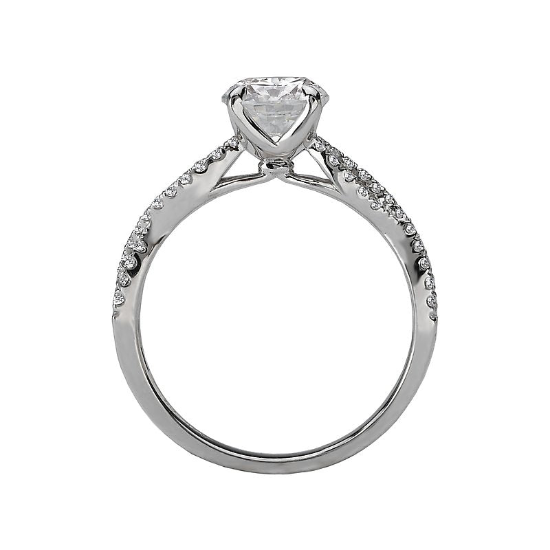 Glemera Bandora Braided Shank Diamond Engagement Semi-Mount Ring in 14K White Gold