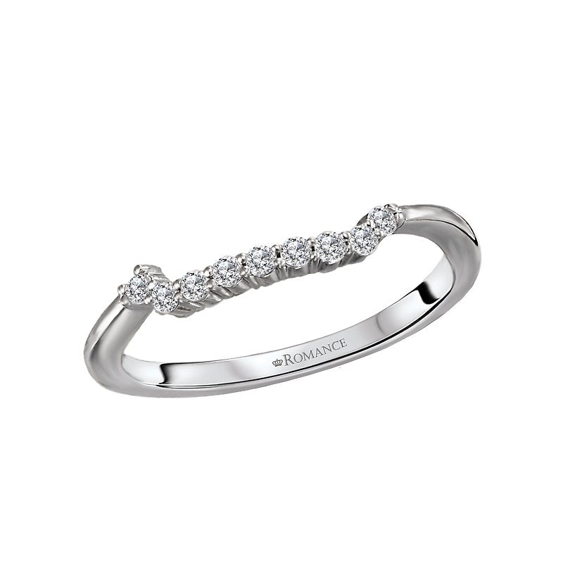 Orbelle 14K White Gold Curved Diamond Wedding Band - Nesting Style