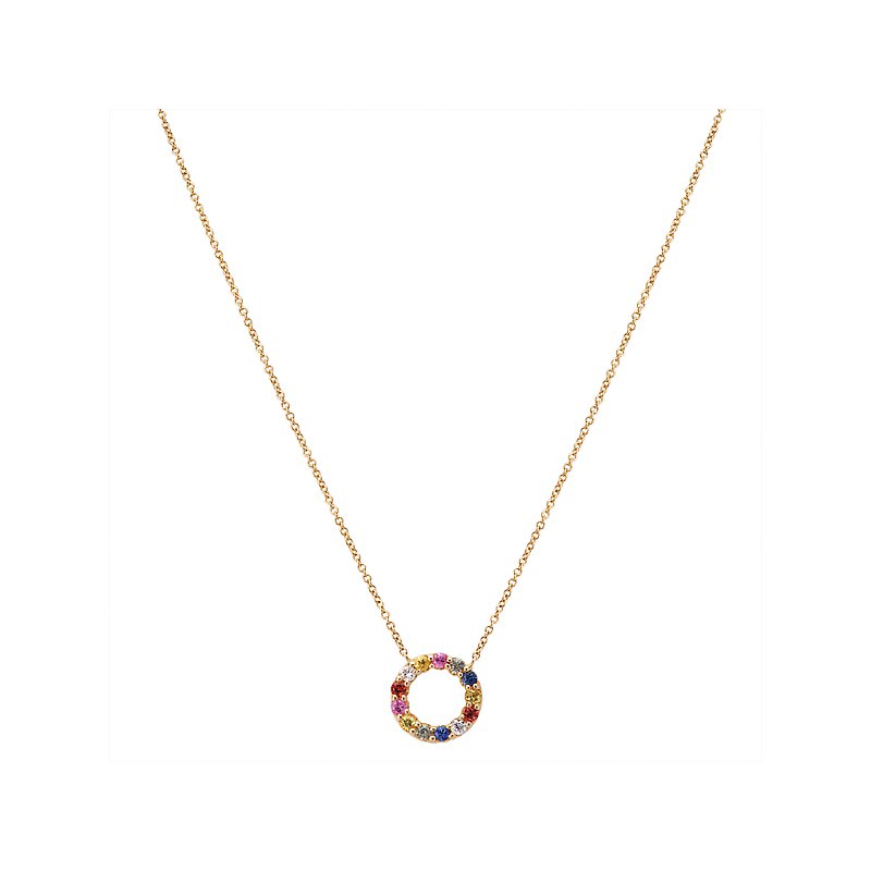 Luxora 14kt Diamond & Gem Circle Necklace - Adjustable Lariat Style