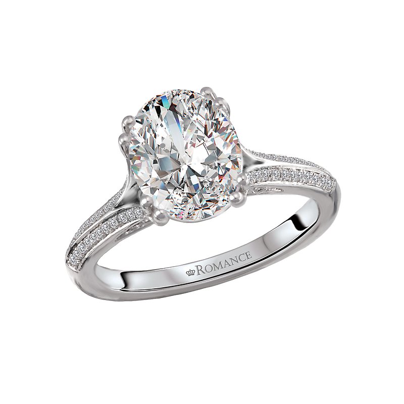 Orbelle Split Shank Semi-Mount Diamond Engagement Ring in 14K White Gold