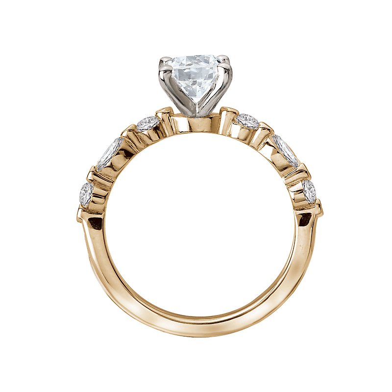 Bandora 14K Yellow Gold Semi-Mount Diamond Ring for Oval Stone