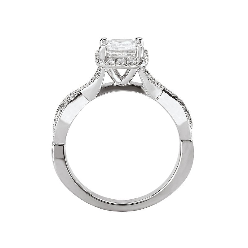 Orbelle 14K White Gold Halo Diamond Engagement Semi-Mount Ring