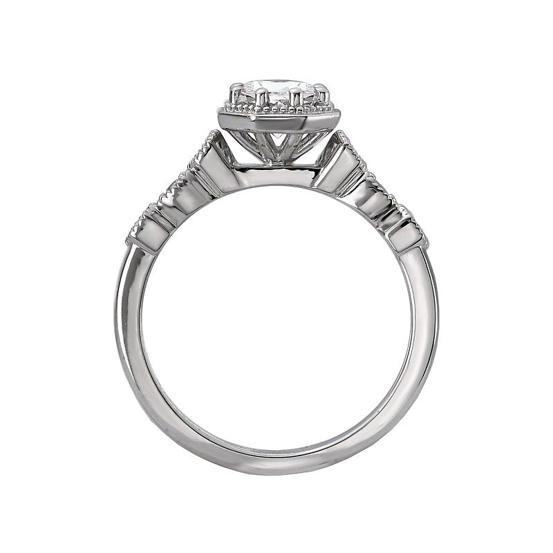 Glemera Halo Semi-Mount Diamond Ring | 14K White Gold Engagement Ring