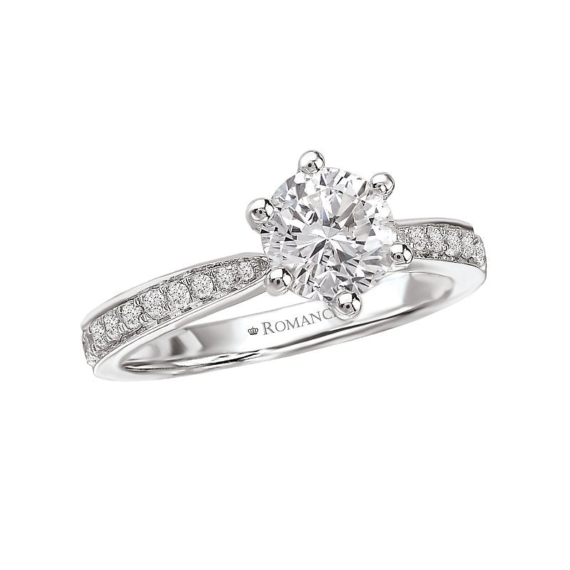 Bandora 14K White Gold Round Diamond Semi-Mount Engagement Ring
