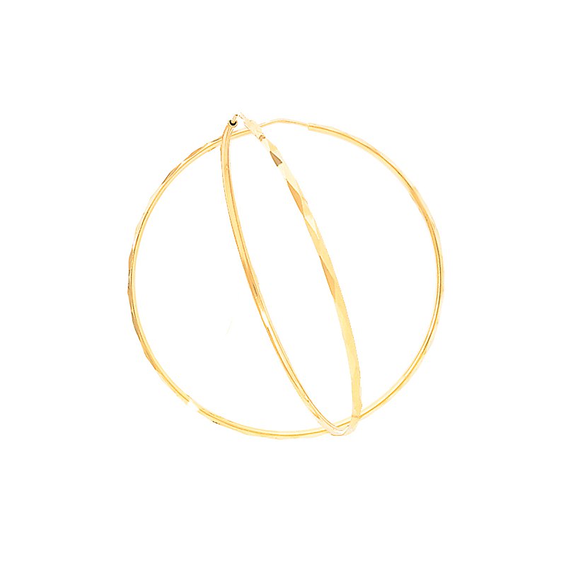 Chic 14K Yellow Gold Faceted Hoop Earrings for Women