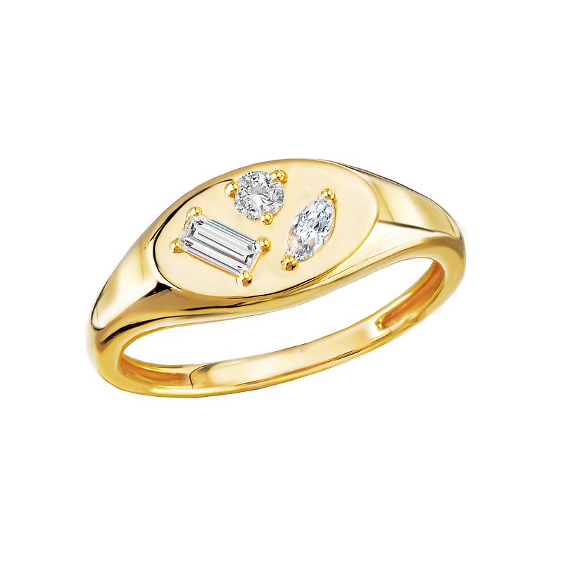 Luxora 14K Yellow Gold Diamond Signet Ring - Chic Fashion Jewelry