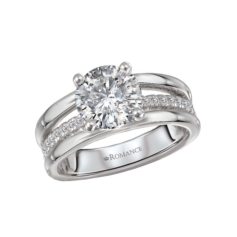 Orbelle Three Row Diamond Engagement Ring Semi-Mount 14K White Gold