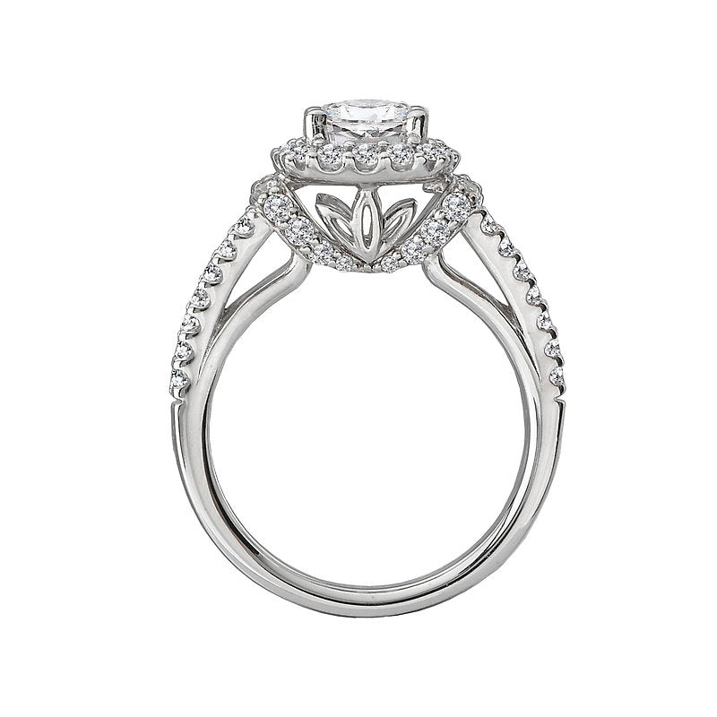 Orbelle Split Shank Halo Diamond Ring Semi-Mount in 18K White Gold