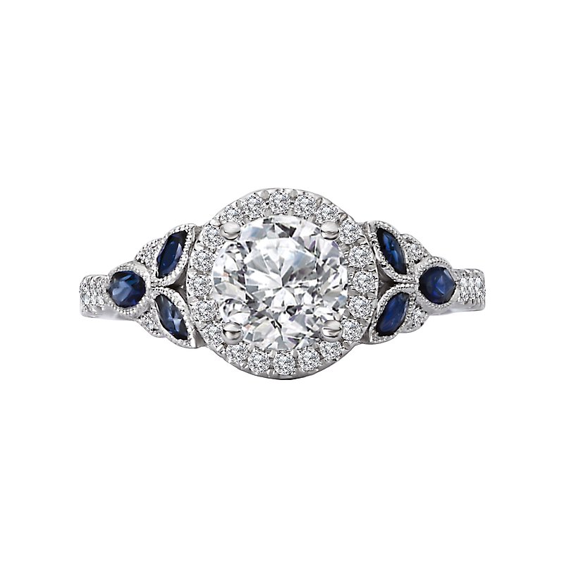 Orbelle Halo Lab Grown Diamond Sapphire Semi-Mount Ring