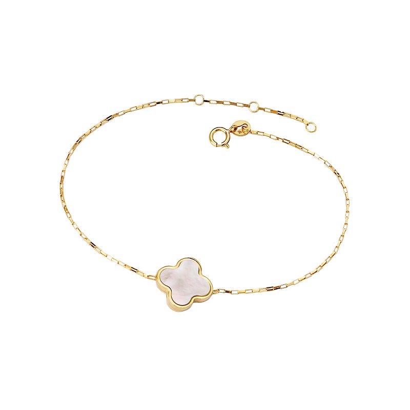 Luxora Italian 14kt Yellow Gold Mother of Pearl Clover Bracelet
