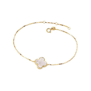 Luxora Italian 14kt Yellow Gold Mother of Pearl Clover Bracelet